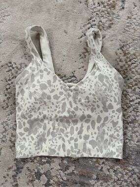 Lululemon white animal print top with built in bra/removable padding!